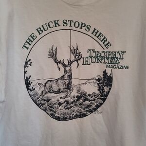 Vintage The Buck Stops Here Graphic T-Shirt with Deer Print, L